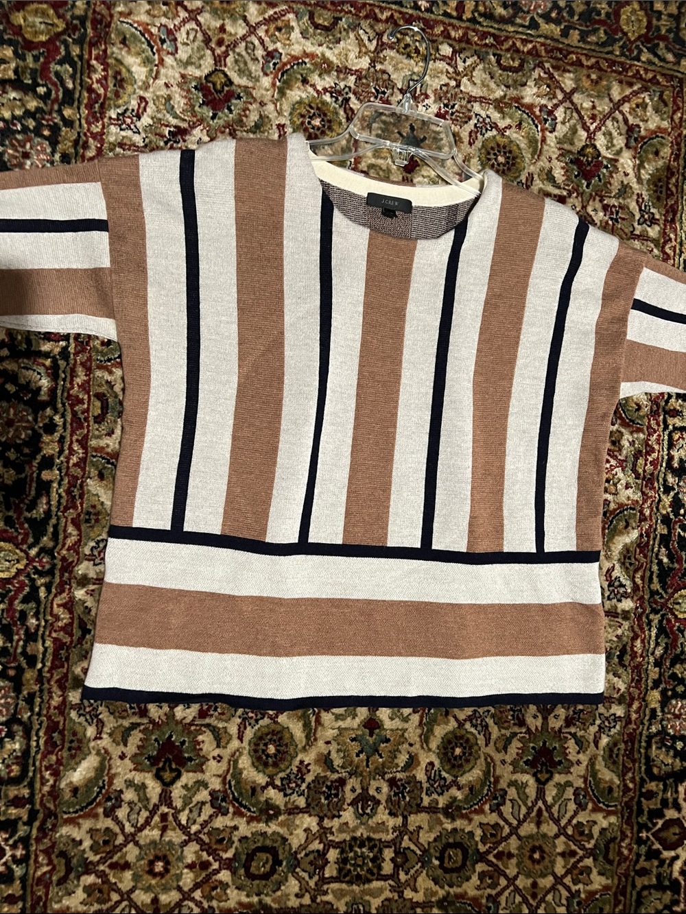 J. Crew Merino Wool Striped Crewneck Sweater Size Medium Needs Repair
